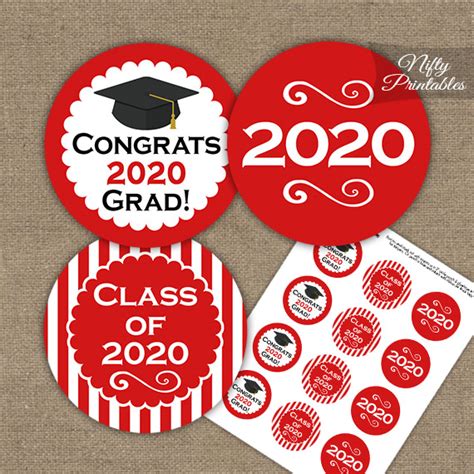 Graduation Cupcake Toppers Red Nifty Printables