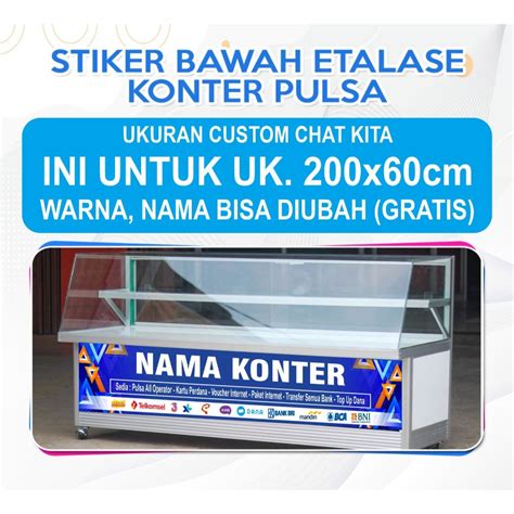 Jual STIKER ETALASE KONTER PULSA WARNA TAJAM ANTI LUNTUR CUSTOM NAMA