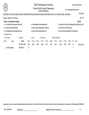 Fillable Online Exam Dtu Ac Branch Information Technology Exam Dtu Ac