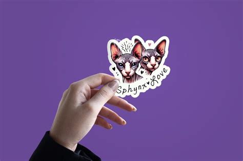 Creepy Cute Sphynx Cat Stickers Watercolor Horror Kittens Original Art Naked Cat Art Hairless