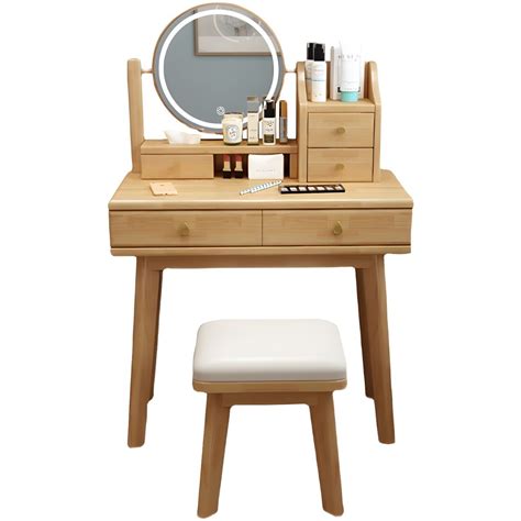 Scandinavian Solid Wood Table Makeup Vanity With Mirror And Drawers Makeup Vanity And Mirror