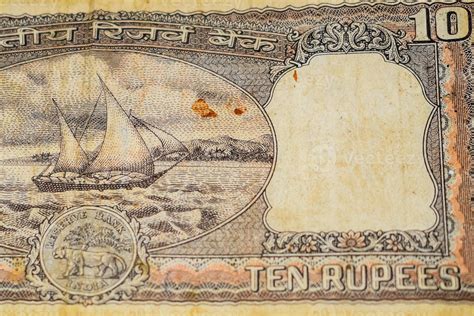 Close Up View Of Rare Ten Rupee Note On The Table Old Indian Currency Notes On A Rotating Table