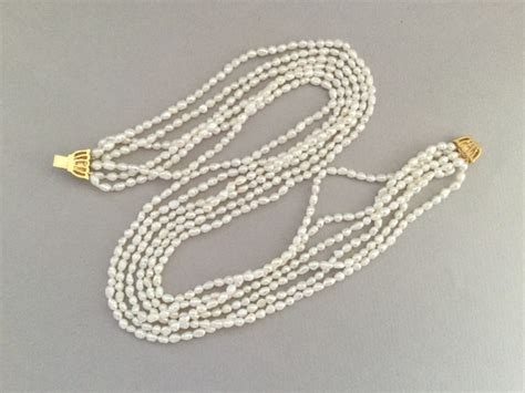 Freshwater Seed Rice Pearl Six Strand Torsade Necklace Gem