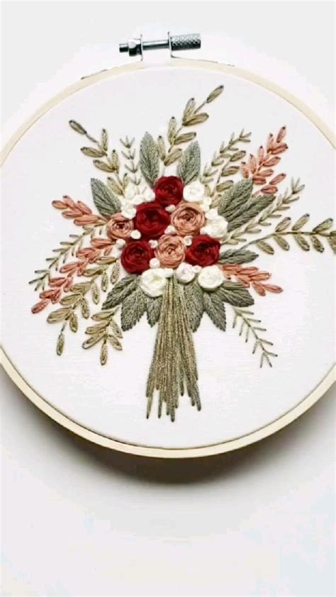 Floral Bouquet Hand Embroidery Hoop Embroidery And Stitching