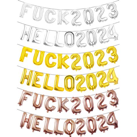 FUCK 2023 HELLO 2024 New Year S Party Letter Number Banner 16 Inch Golden New Year Christmas