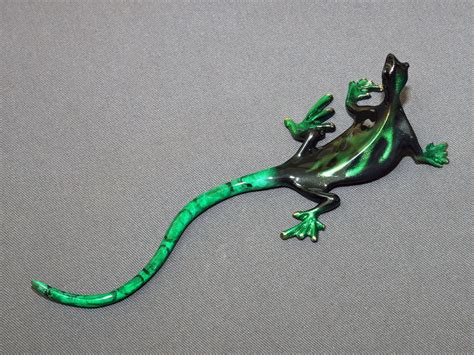 Bronze Lizard Gecko Figurine Statue Wall Lizard Sculpture Art Signed