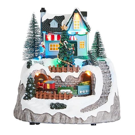 Christmas Village With Moving Train Musical Led Decoration Battery