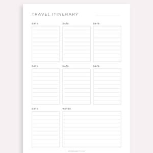 Simple Travel Itinerary Printable Travel Planner Template Vacation