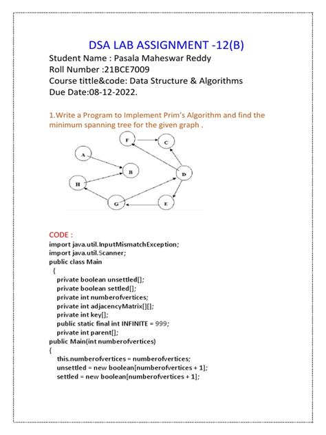 Dsa Lab Assignment 12 B 21bce7009 Pdf