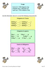 Weight Conversion Chart Worksheet for 4th - 5th Grade | Lesson Planet