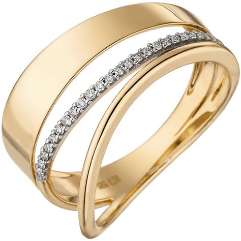 Juwelier Grützmacher Damen Ring breit mehrreihig 585 Gold Gelbgold 24