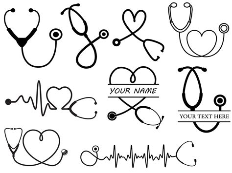 Stethoscope Svg Bundle Nurse Bundle Svg Heart Stethoscope Svg Stethoscope Name Svg