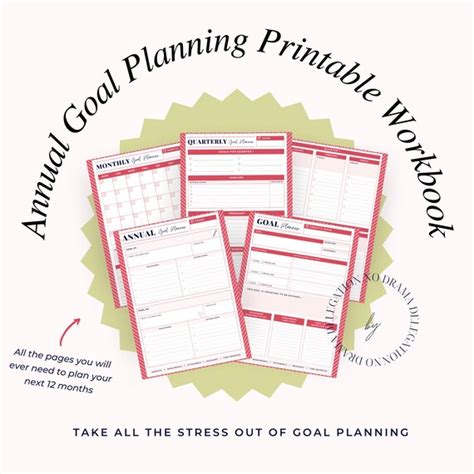 Annual Goal Planner Workbook Printable 12 Month Goal Planner Etsy