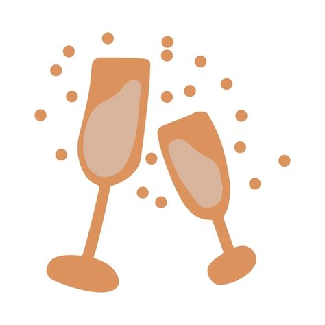 Premium Vector Glasses Of Champagne Vector Hand Draw Cartoon Illustration