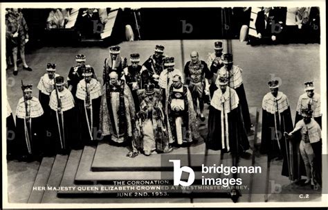 Ak The Coronation, Queen Elizabeth II, Westminster Abbey, 1953 (b/w ...