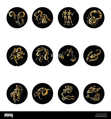 Horoscope Twelve Symbols Of The Zodiac Signs Stock Photo Alamy