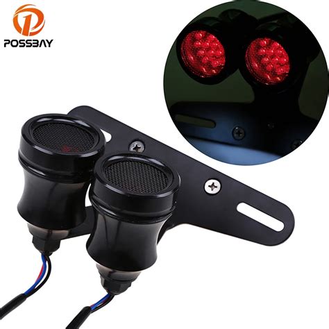 POSSBAY LED Motorcycle Taillight Double Scooter Rear Stop Brake Lamps