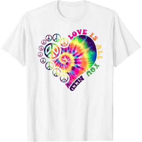 Peace Sign Love 60s 70s Tie Dye Hippie Halloween Costume T Shirt