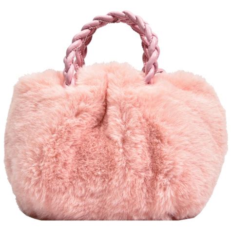 Masoffy Pembe Kadınlar Zarif Crossbody Çanta Düz Renk Peluş Fiyatı