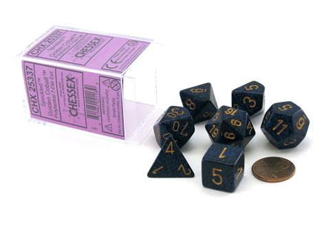 Chessex Polyhedral 7 Die Dice Set Speckled Golden Cobalt 25337