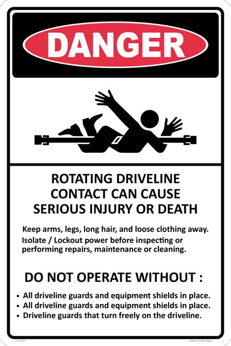 Rotating Driveline Sign National Safety Signs