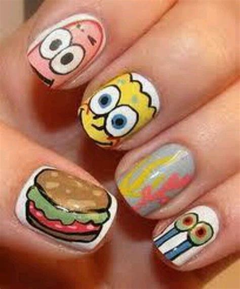 Bob Esponja Spongebob Nails Spongebob Nail Art Creative Nails