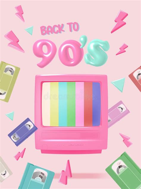 Tv And Vhs Tapes In Mood Of 90 S Nostalgia Stock Vector Illustration