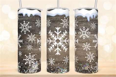 Christmas Snowflakes Oz Tumbler Wrap Graphic By Tintin Design