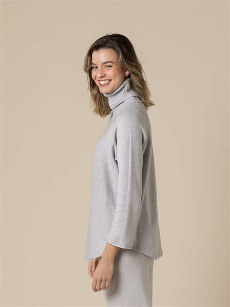 Jersey Basic Cuello Alto Cachemire Touch Color Gris Perla 4x4 Woman