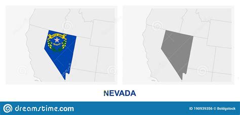 Dos Versiones Del Mapa De Estados Unidos Nevada Con La Bandera De