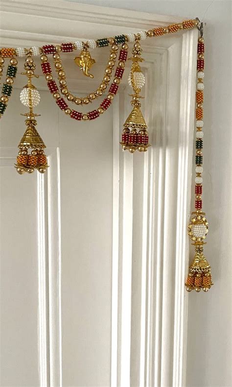 Ganesh Toran Thiran Bandarwal Door Hanging Coloured Beads Latkan With