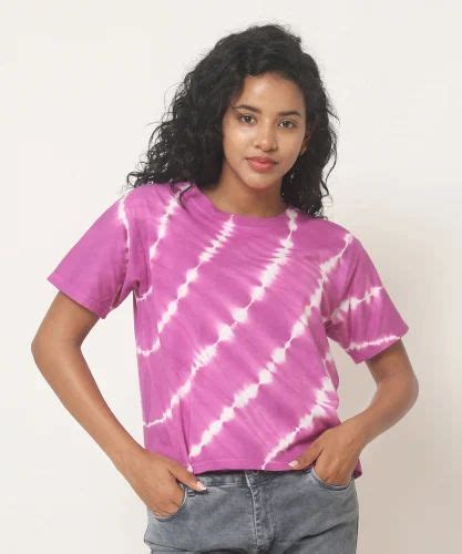 Half Sleeve Pp Ladies Printed Pink Cotton T Shirt Casual Wear Size