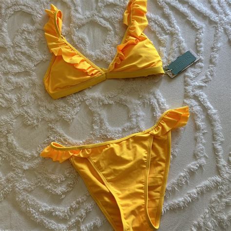 Yellow Ruffle Bikini Set Brand New With Tags Depop