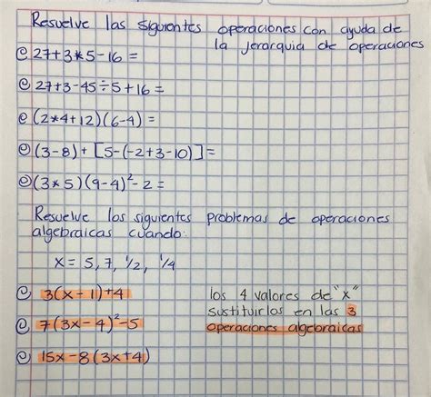 Solved Resuelve Las Sigurentes Operaciones Con Ayuda De La Jerarquia