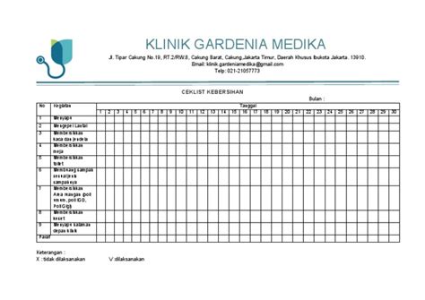 Ceklist Kebersihan Pdf