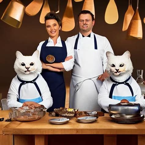 Anthropomorphic Cats Competing At Masterchef Studio Stable Diffusion