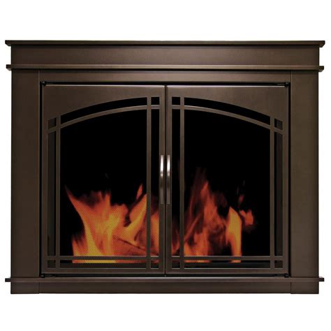 Pleasant Hearth Fenwick Large Glass Fireplace Doors-FN-5702 - The Home Depot