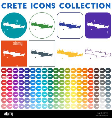 Crete Icons Collection Bright Colourful Trendy Map Icons Modern Crete