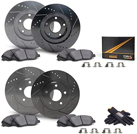 Max Advanced Brakes Elite XDS Front Rear Cross Drill Slots Rotors