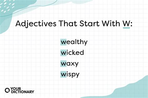 Adjectives That Start With W Yourdictionary