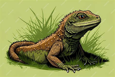 Premium Ai Image The Big Lizard Was Peering At The Grass Where It Was