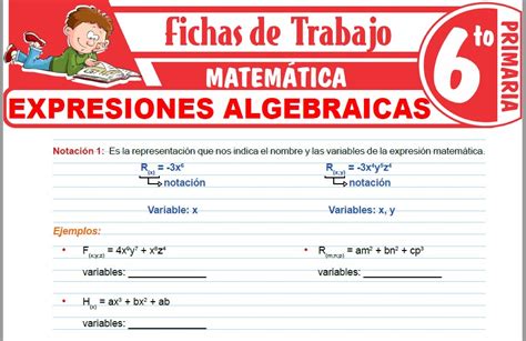 Expresiones Algebraicas Para Sexto De Primaria Fichas De Trabajo