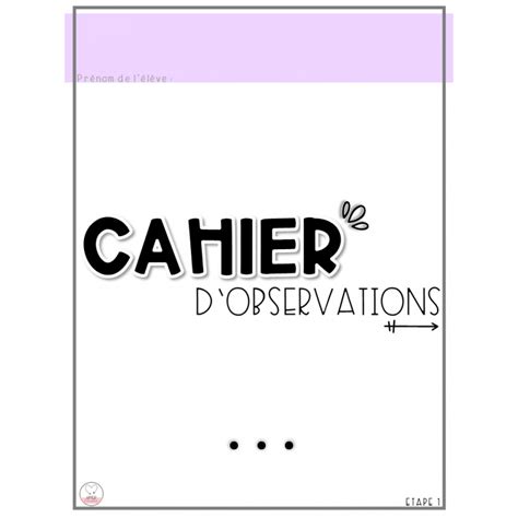 Cahier d observation préscolaire