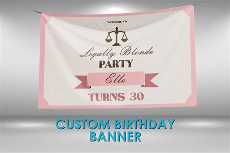 Legally Blonde Theme Birthday Banner Sign Customized Party Backdrop BirthdayPrint