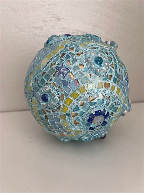 Mosaic Gazing Ball Mosaic Decor Stained Glass Mosaic Decor Etsy