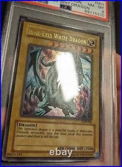 Yugioh Blue Eyes White Dragon LOB 001 Ultra Rare PSA 8 NM MT OG Blue