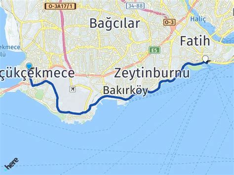 İstanbul Küçükçekmece Yenikapı İdo Feribot Terminali Arası Kaç Km Yol