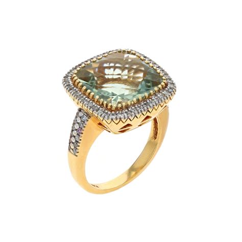 14K Yellow Gold Green Quartz And Diamond Ring Josephs Jewelers