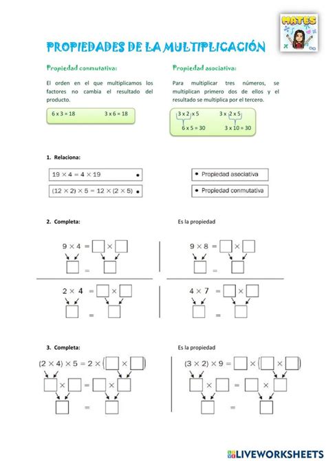 Pdf Online Exercise Propiedades De La Multiplicaci N Propiedades De