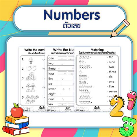 ใบงานตัวเลข Numbers แบบฝึกหัดเริ่มต้นฝึกฝนคำศัพท์ 1 10 Level 1 พร้อมเฉลย